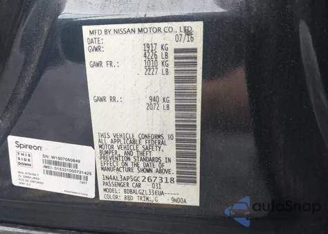 2016 Nissan Altima 2.5 S z USA, uszkodzony, nr VIN 1N4AL3AP5GC267318